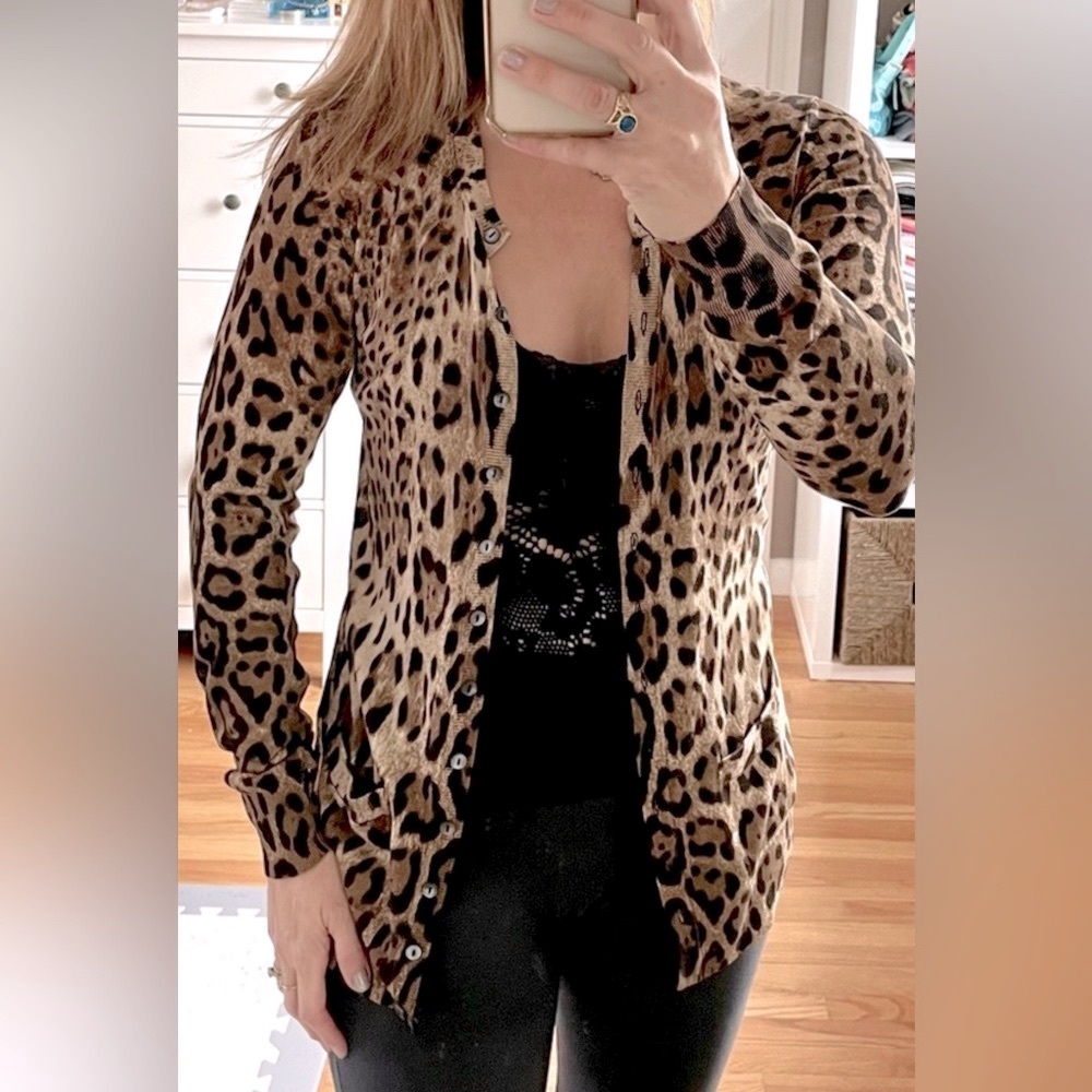 Dolce and Gabbana lightweight Silk Leopard Cardigan